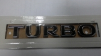 Шильдик «TURBO» хром, черные буквы